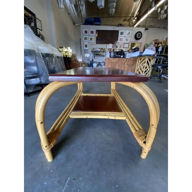Restored Rattan & Mahogany "Grasshopper" Cocktail Table - 12