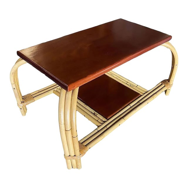 Restored Rattan & Mahogany "Grasshopper" Cocktail Table (1 of 13)