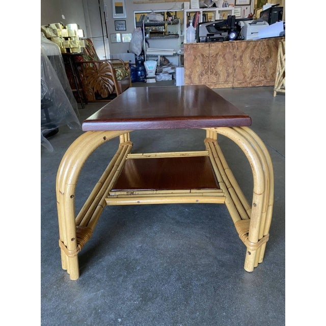 Restored Rattan & Mahogany "Grasshopper" Cocktail Table - 5
