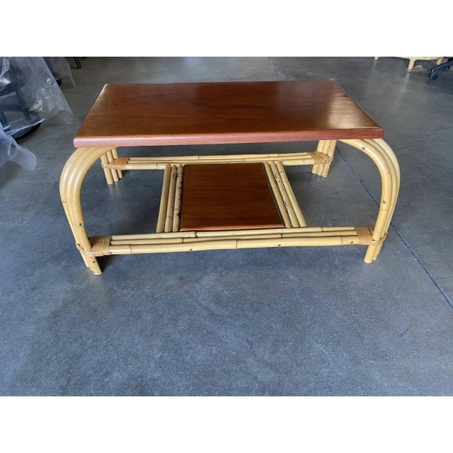 Restored Rattan & Mahogany "Grasshopper" Cocktail Table - 7