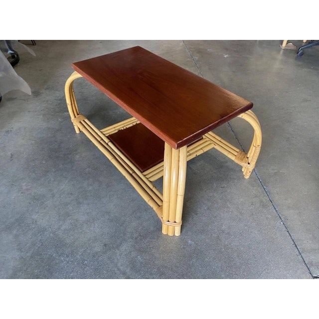Restored Rattan & Mahogany "Grasshopper" Cocktail Table - 8