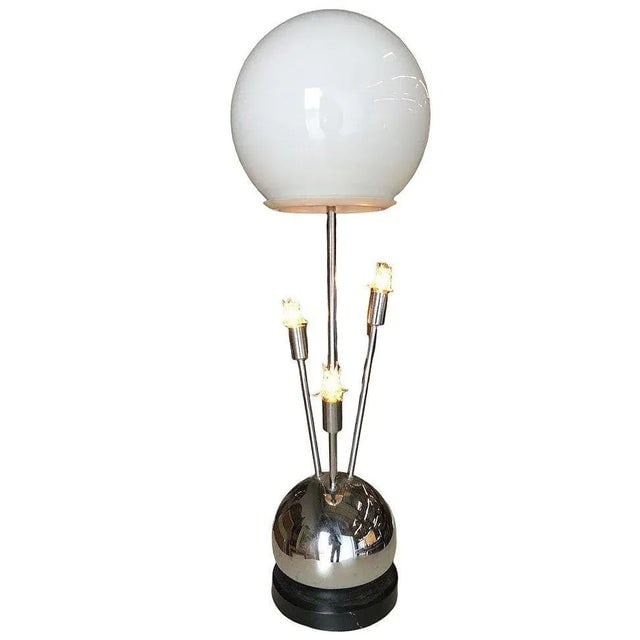 1970s Space Age Chrome Ball Table Lamp W/ Fours Lights, Attributed to Torino - 2