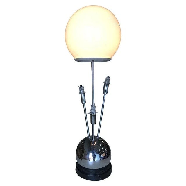 1970s Space Age Chrome Ball Table Lamp W/ Fours Lights, Attributed to Torino - 3