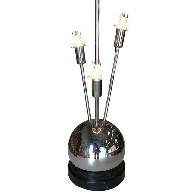 1970s Space Age Chrome Ball Table Lamp W/ Fours Lights, Attributed to Torino - 4