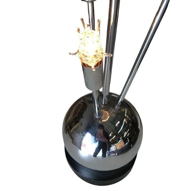 1970s Space Age Chrome Ball Table Lamp W/ Fours Lights, Attributed to Torino - 5