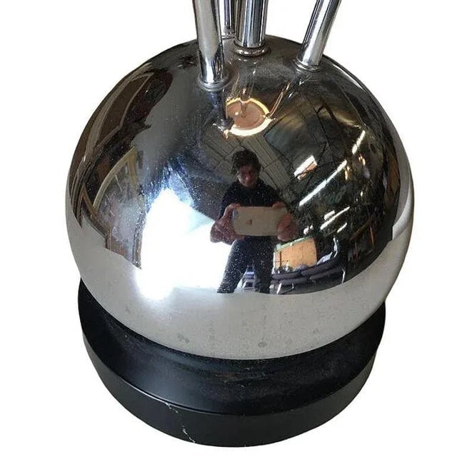1970s Space Age Chrome Ball Table Lamp W/ Fours Lights, Attributed to Torino - 6