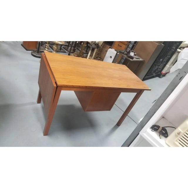 1950s Restored Danish Mid Century Modern Teak Wood Desk With Adjustable Base and Drop Leaf - 10