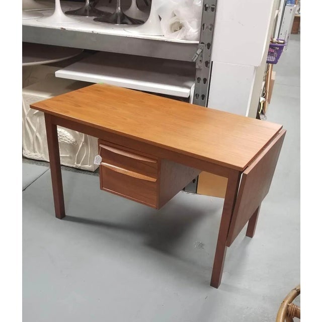 1950s Restored Danish Mid Century Modern Teak Wood Desk With Adjustable Base and Drop Leaf - 11