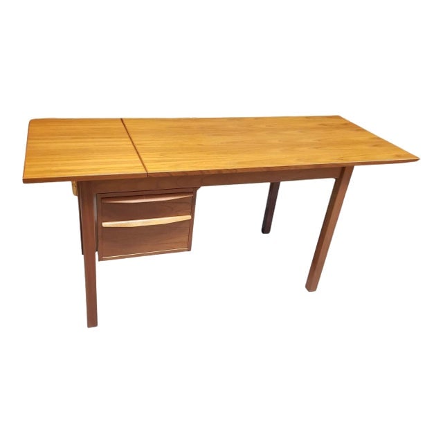 1950s Restored Danish Mid Century Modern Teak Wood Desk With Adjustable Base and Drop Leaf (1 of 11)