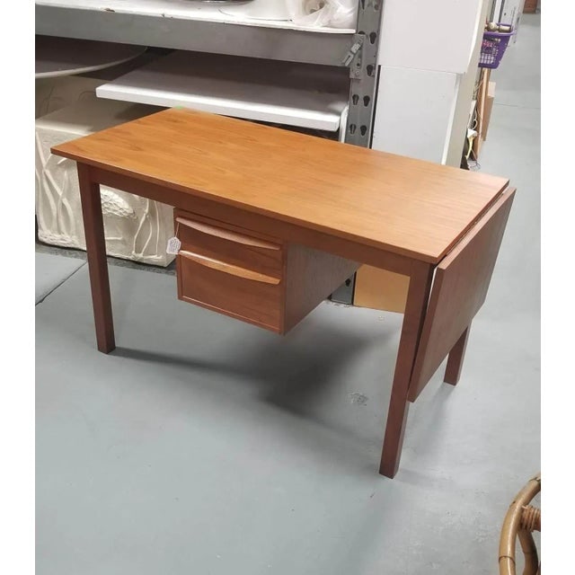 1950s Restored Danish Mid Century Modern Teak Wood Desk With Adjustable Base and Drop Leaf - 3