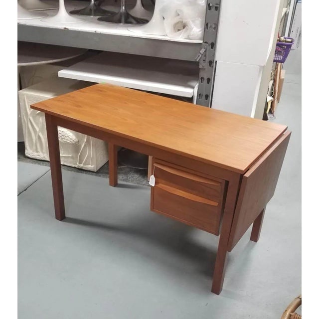 1950s Restored Danish Mid Century Modern Teak Wood Desk With Adjustable Base and Drop Leaf - 5