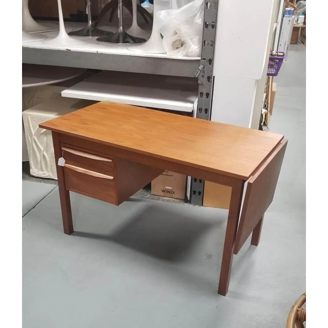 1950s Restored Danish Mid Century Modern Teak Wood Desk With Adjustable Base and Drop Leaf - 6
