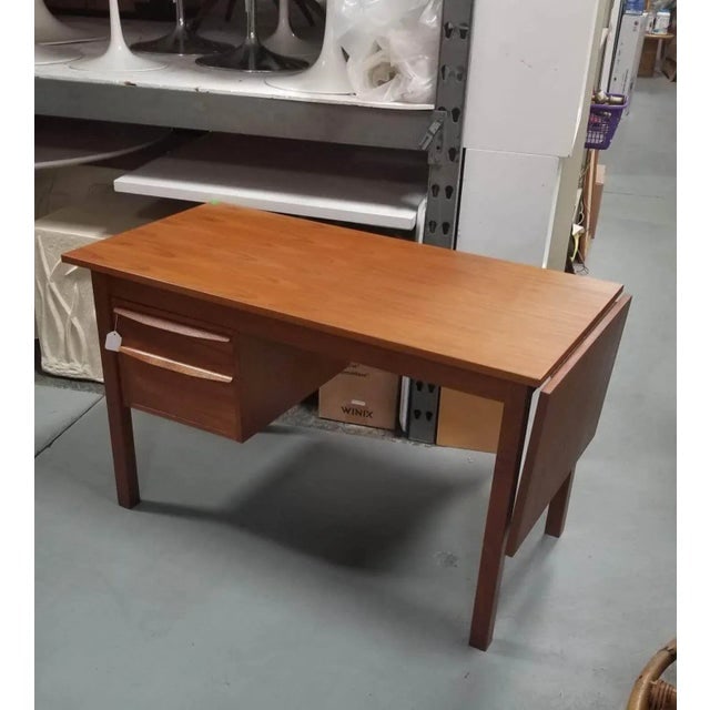 1950s Restored Danish Mid Century Modern Teak Wood Desk With Adjustable Base and Drop Leaf - 7