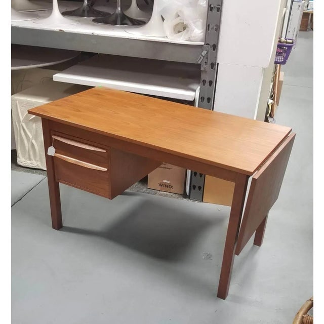 1950s Restored Danish Mid Century Modern Teak Wood Desk With Adjustable Base and Drop Leaf - 8