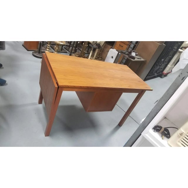1950s Restored Danish Mid Century Modern Teak Wood Desk With Adjustable Base and Drop Leaf - 9