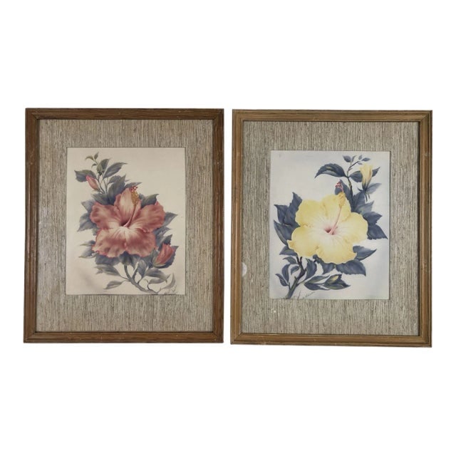 1940 Floral Still Life Original Airbrushed Painting by Ted Mundorff, Pair (1 of 5)