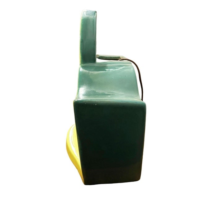 1950s Mid-Century Modern Green Ceramic Jumping Deer Mantle Tv Lamp by Shawnee Art Pottery - 6