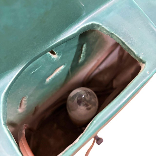 1950s Mid-Century Modern Green Ceramic Jumping Deer Mantle Tv Lamp by Shawnee Art Pottery - 8