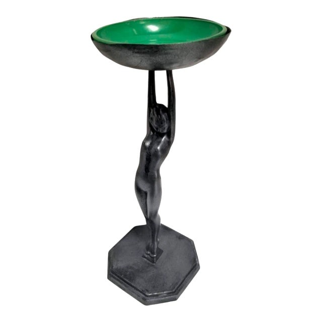 1920s Frankart #210 figure Female Table Top Ashtray With Green Glass Bowl (1 of 4)