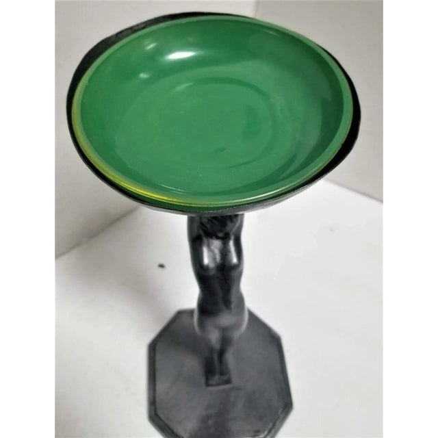 1920s Frankart #210 figure Female Table Top Ashtray With Green Glass Bowl - 2
