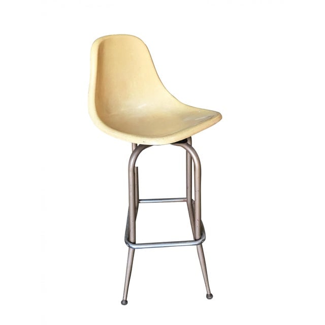 1950s Mid Century Eames Style Fiberglass Shell Swivel Bar Stool - a Pair - 2