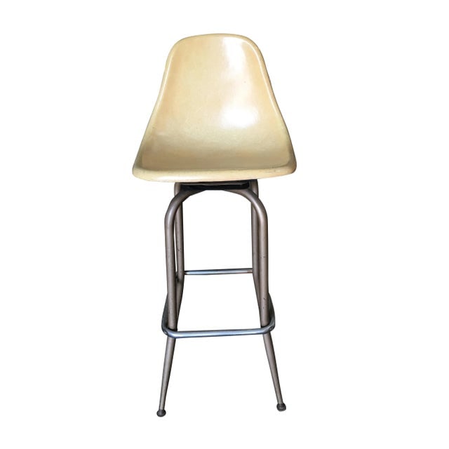 1950s Mid Century Eames Style Fiberglass Shell Swivel Bar Stool - a Pair - 3