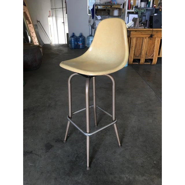 1950s Mid Century Eames Style Fiberglass Shell Swivel Bar Stool - a Pair - 4