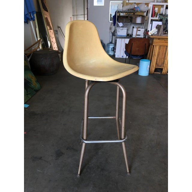1950s Mid Century Eames Style Fiberglass Shell Swivel Bar Stool - a Pair - 5