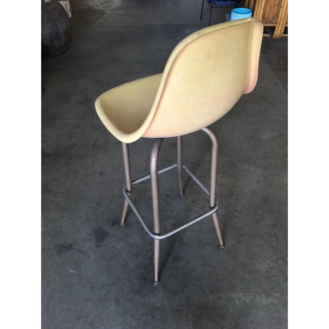 1950s Mid Century Eames Style Fiberglass Shell Swivel Bar Stool - a Pair - 6