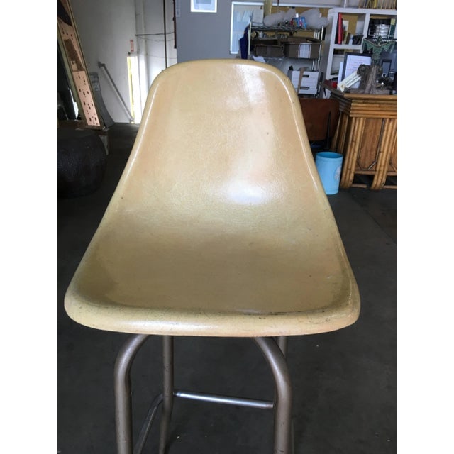 1950s Mid Century Eames Style Fiberglass Shell Swivel Bar Stool - a Pair - 8
