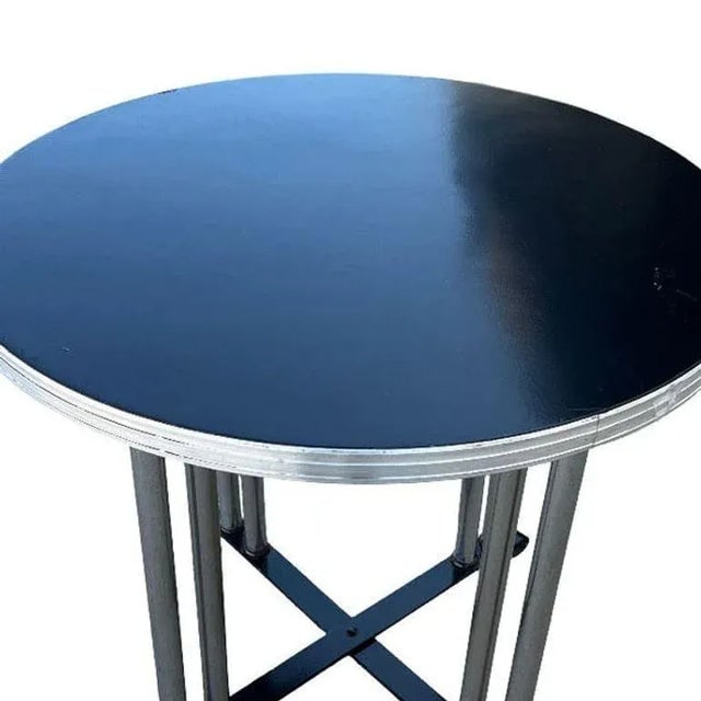 1930s Streamline Art Deco Chrome Round Side Smokers Table - 2