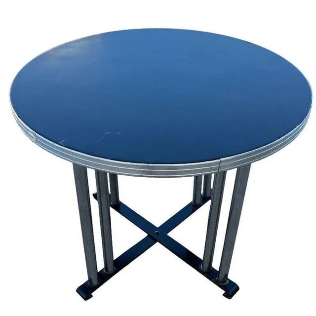 1930s Streamline Art Deco Chrome Round Side Smokers Table - 3