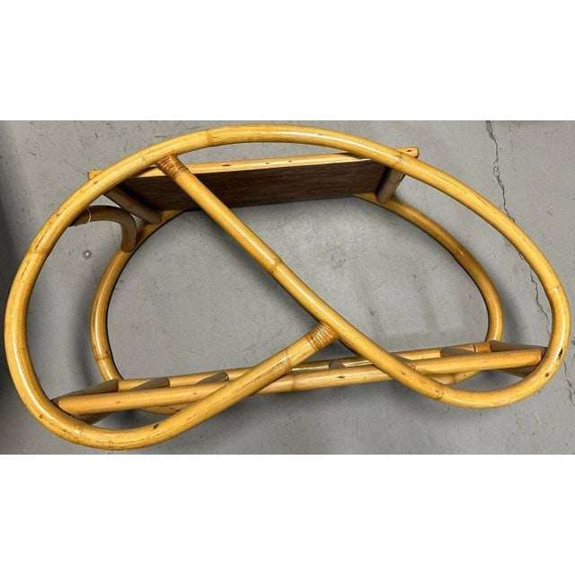 Restored 3/4 Pretzel "Grasshopper" Rattan Side Table W/ Formica Tops Set of 2 - 4