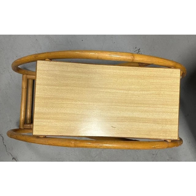 Restored 3/4 Pretzel "Grasshopper" Rattan Side Table W/ Formica Tops Set of 2 - 5