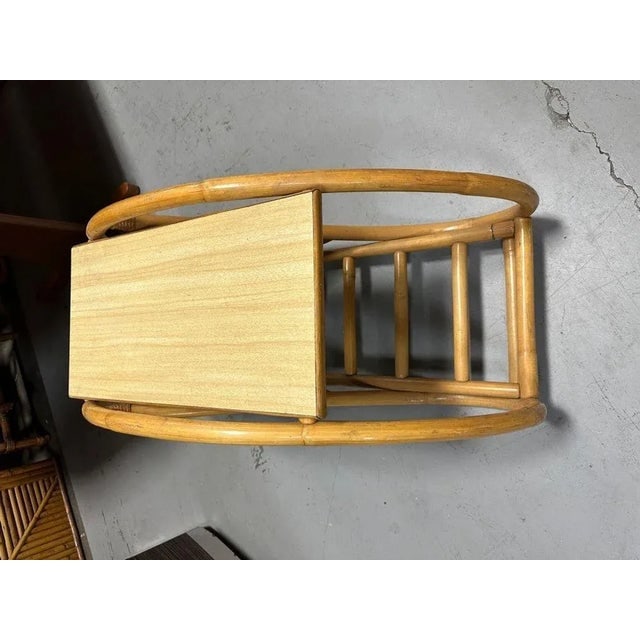 Restored 3/4 Pretzel "Grasshopper" Rattan Side Table W/ Formica Tops Set of 2 - 6