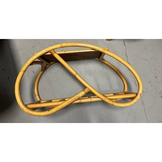 Restored 3/4 Pretzel "Grasshopper" Rattan Side Table W/ Formica Tops Set of 2 - 7