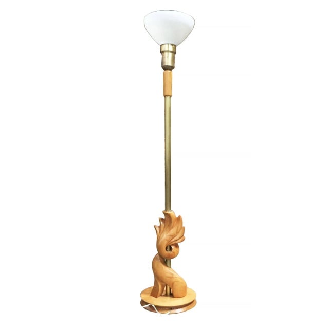 Heifetz Style Hand-Carved Torchiere Floor Lamp - 2