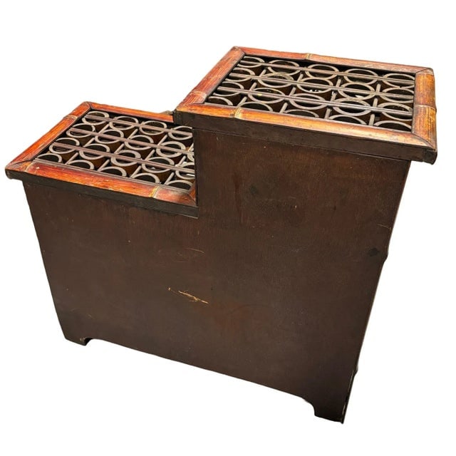 Late Qing Dynasty Split Bamboo & Lattice Top Chippendale Cabinet W/ 3 Drawers - 5