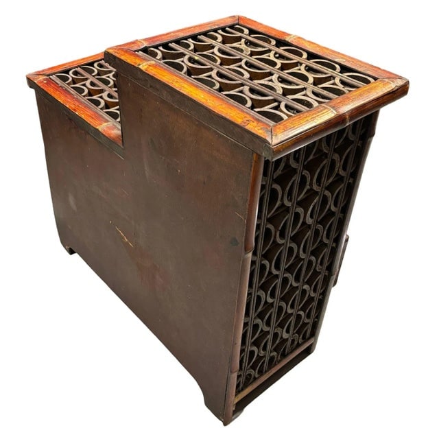 Late Qing Dynasty Split Bamboo & Lattice Top Chippendale Cabinet W/ 3 Drawers - 6