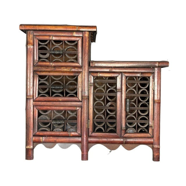 Late Qing Dynasty Split Bamboo & Lattice Top Chippendale Cabinet W/ 3 Drawers - 9