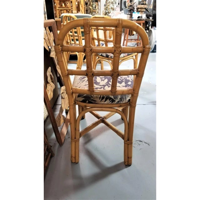 1950s Restored Rattan Dining Chairs Set With Tic-Tac-Toe Back-Set of 6 - 5