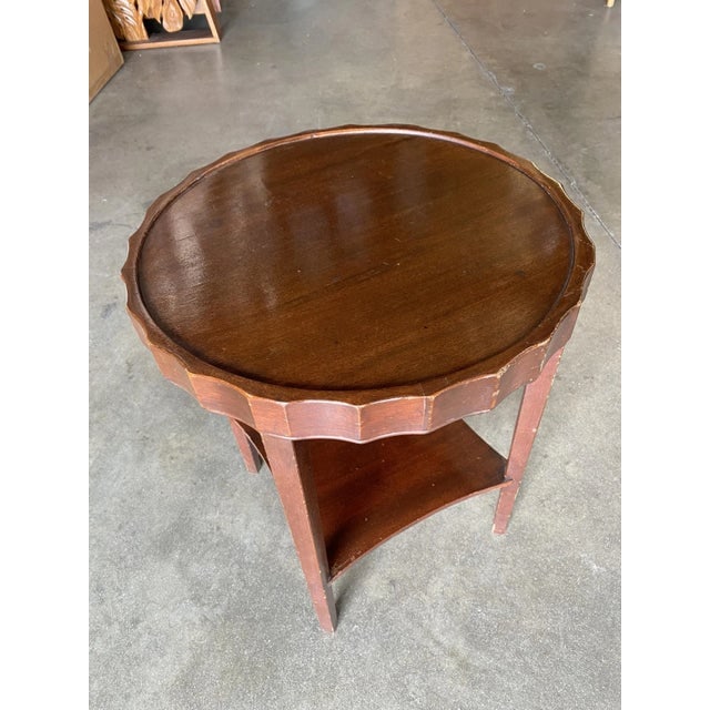 Art Deco Round Smoking Side Two-Tier Table With Bottle Cap Top - 8