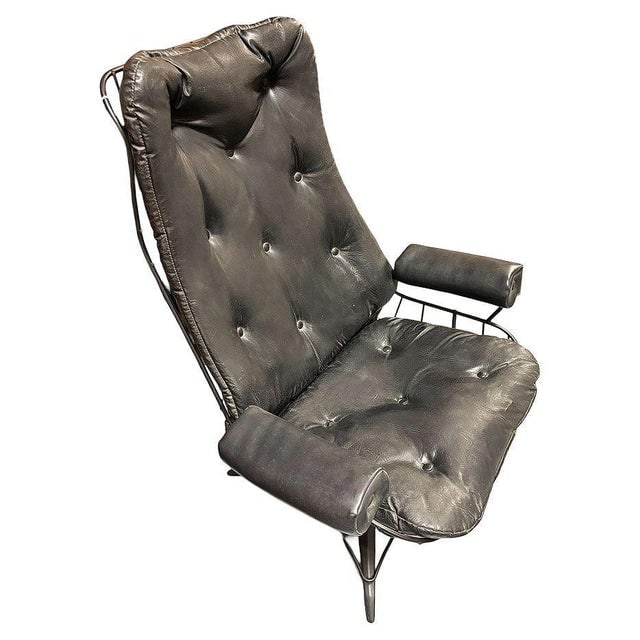 MCM Model 90 "Riviera" Swivel Springer Iron Lounge Chair W/ Ottoman by Homecrest - 6