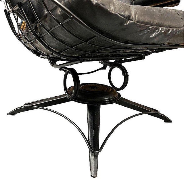 MCM Model 90 "Riviera" Swivel Springer Iron Lounge Chair W/ Ottoman by Homecrest - 9