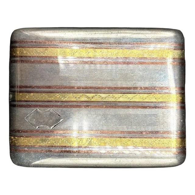 1930s Sterling Silver Art Deco Cigarette Case W/ 18k Gold Inlay by Marathon (1 of 11)
