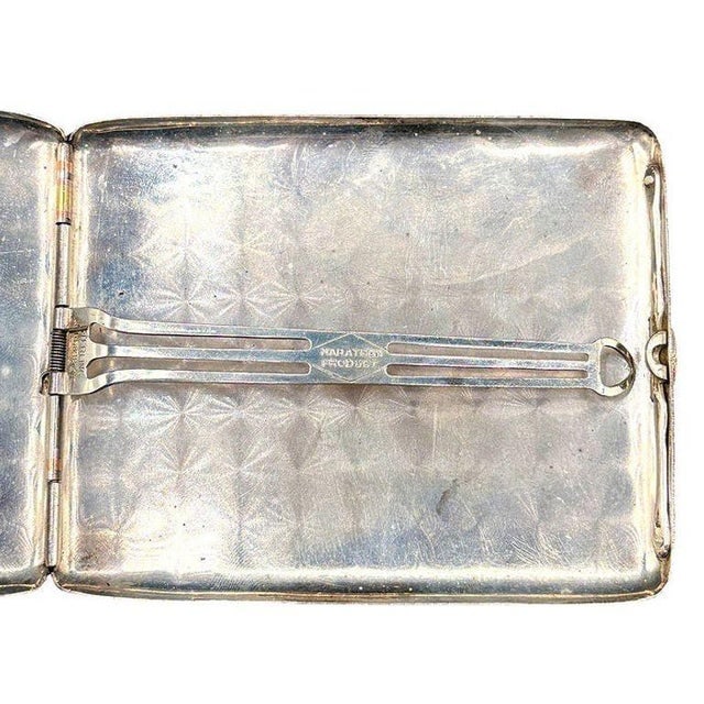 1930s Sterling Silver Art Deco Cigarette Case W/ 18k Gold Inlay by Marathon - 6