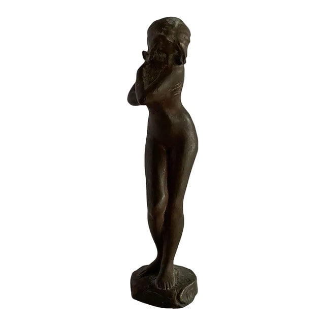 Antique Art Nouveau Figurative figure Sculpture of a Woman: Title: Antique Art Nouveau Figurative figure Sculpture of a Woman Description: Late Victorian Bronze Shy figure Women Art Nouveau Letter Wax Seal Stamp unused and never monogrammed. Circa 1890 Reserve