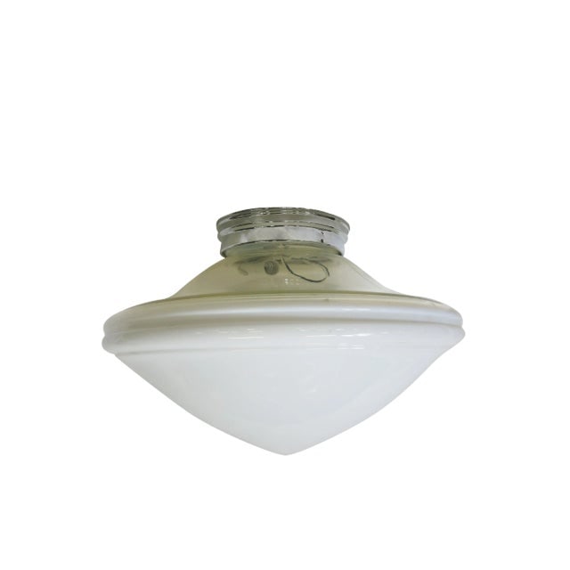 Extra Large Schoolhouse Banded Cone Shape Ceiling Mixed Glass Globe Pendant (1 of 6)