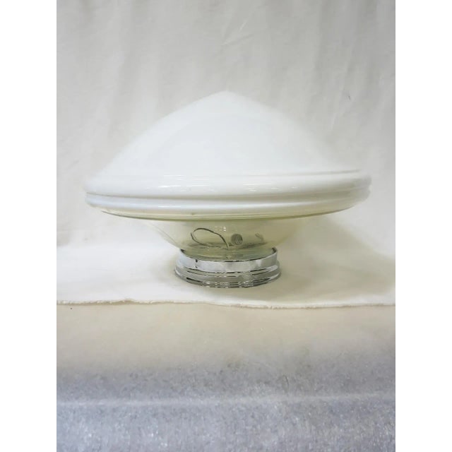 Extra Large Schoolhouse Banded Cone Shape Ceiling Mixed Glass Globe Pendant - 2