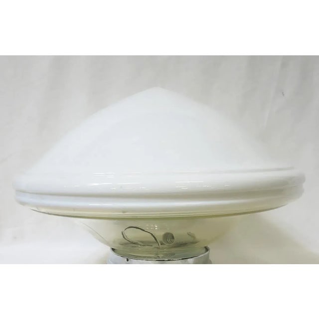 Extra Large Schoolhouse Banded Cone Shape Ceiling Mixed Glass Globe Pendant - 4